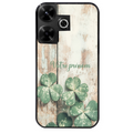 Coque noire taperso pour POCO M6 4G avec motif bois et trefle personnalisee protection antichoc personnalisée