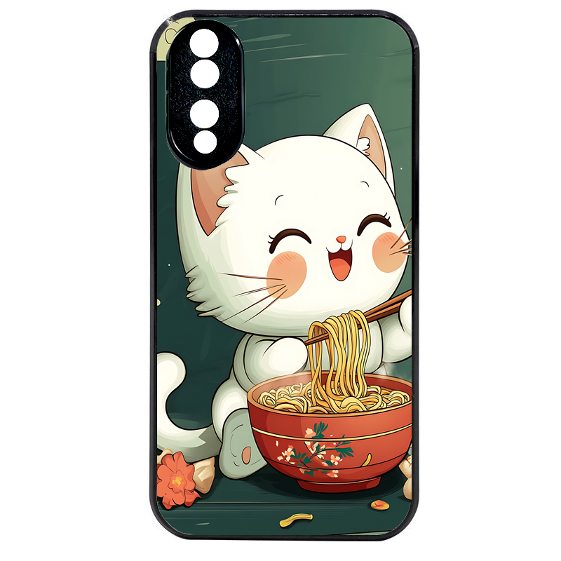 Coque noire taperso pour Honor 70 LITE 90 et LITE avec motif chat ramen nuage protection antichoc personnalisée