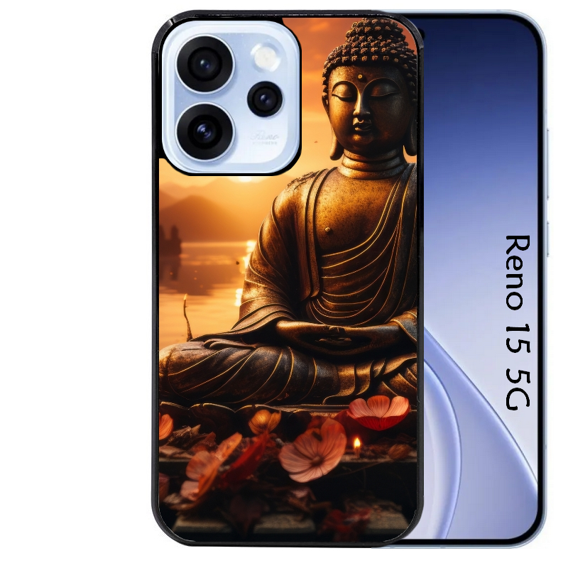 Coque noire taperso pour OPPO Reno 15 et F FS 5G avec motif bouddha et soleil protection antichoc personnalisée