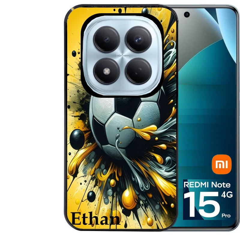 Coque noire taperso pour Redmi Note 15 et PRO PLUS 4G 5G avec motif football personnalisee protection antichoc personnalisée