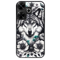 Coque noire taperso pour POCO M6 4G avec motif loup et fleur protection antichoc personnalisée
