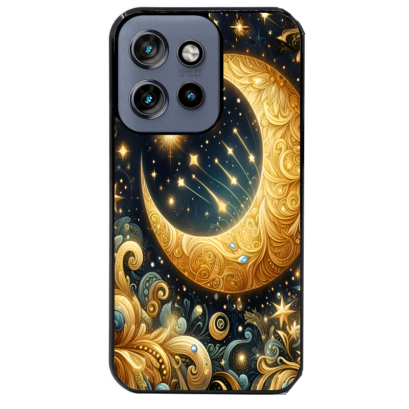 Coque noire taperso pour Moto Edge 60 et Neo Fusion Pro avec motif lune astre protection antichoc personnalisée