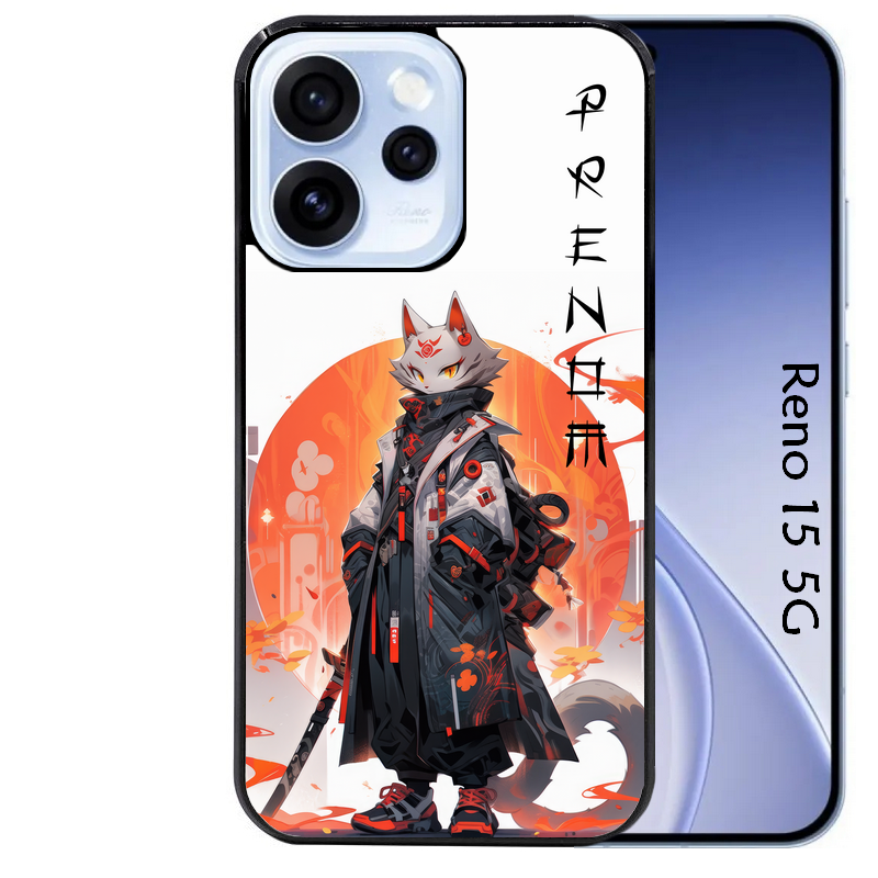 Coque noire taperso pour OPPO Reno 15 et F FS 5G avec motif anime chat japan personnalise protection antichoc personnalisée