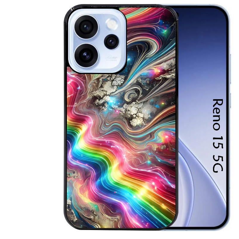 Coque noire taperso pour OPPO Reno 15 et F FS 5G avec motif marbre arc en ciel protection antichoc personnalisée