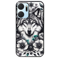 Coque noire taperso pour Honor X7A avec motif loup et fleur protection antichoc personnalisée