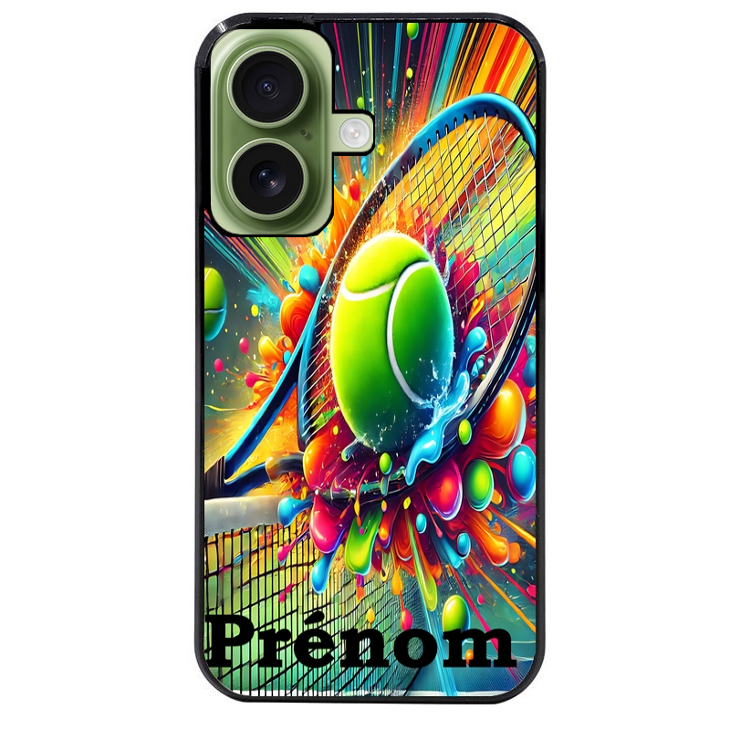 Coque noire taperso pour Iphone 17 17E AIR MAX PRO avec motif tennis color personnalisee protection antichoc personnalisée