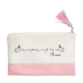 Pochette personnalisée motif copine c'est la vie en toile et simili cuir personnalisée