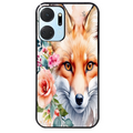 Coque noire taperso pour Honor X7A avec motif renard fox et fleurs protection antichoc personnalisée