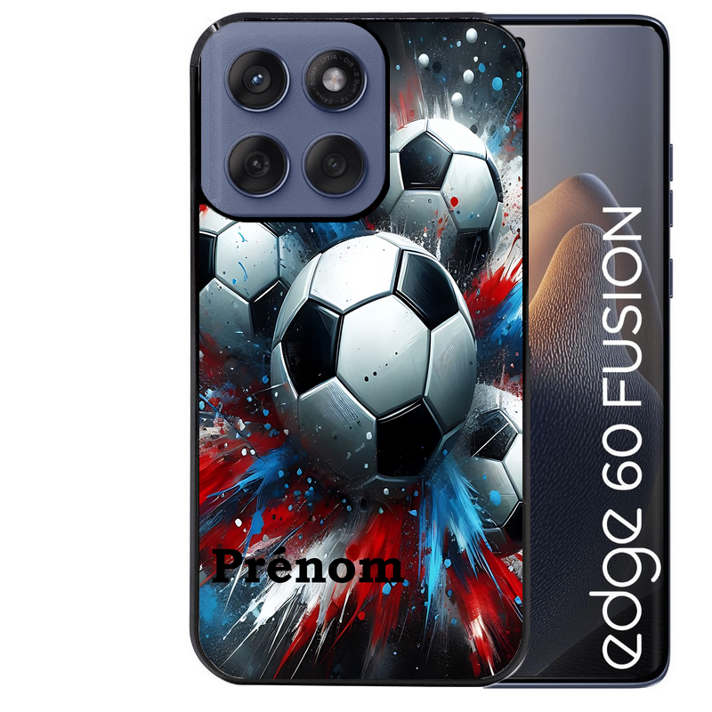 Coque noire taperso pour Moto Edge 60 et Neo Fusion Pro avec motif foot tricolore personnalisee protection antichoc personnalisée