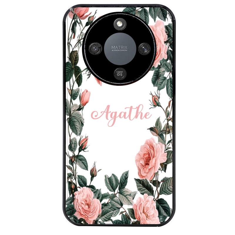 Coque noire taperso pour Magic 8 LITE et PRO avec motif cadre fleur pastel personnalisee protection antichoc personnalisée