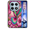 Coque noire taperso pour Redmi Note 15 et PRO PLUS 4G 5G avec motif colibri et fleurs protection antichoc personnalisée