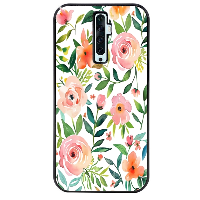 Coque noire taperso pour OPPO Reno 2 et 2Z avec motif fleur des champs protection antichoc personnalisée