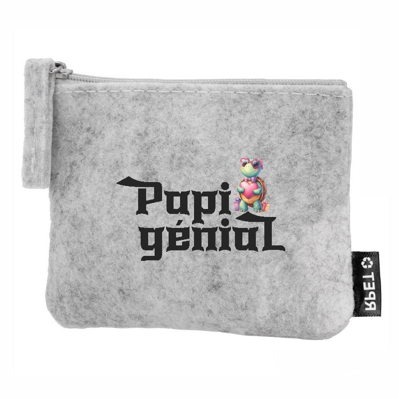 Porte monnaie personnalisé papi génial en feutrine en feutrine
