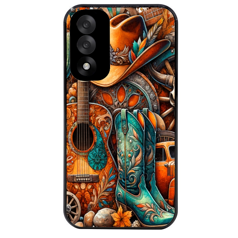 Coque noire taperso pour OnePlus Nord 5 avec motif cow boy et texas automne protection antichoc personnalisée