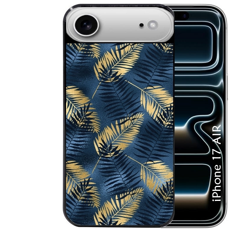 Coque noire taperso pour Iphone 17 17E AIR MAX PRO avec motif palmier bleu protection antichoc personnalisée