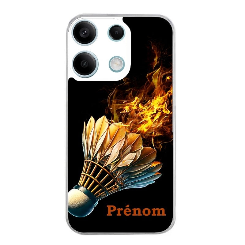 Coque taperso pour POCO M6 PRO 4G avec motif badminton flamme personnalise protection antichoc personnalisée