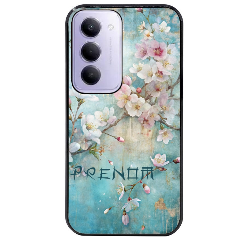 Coque noire taperso pour Redmi 15 4G et 5G avec motif fleur sakura personnalisee protection antichoc personnalisée