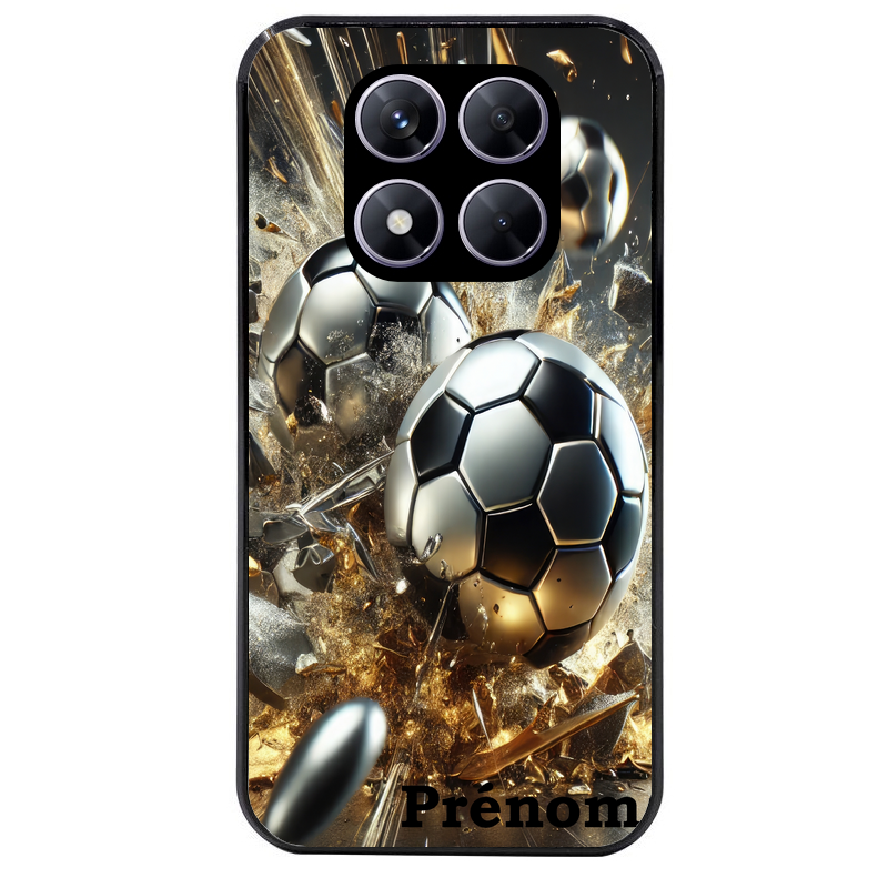 Coque noire taperso pour Redmi Note 14 et PRO PLUS 4G 5G avec motif foot metal personnalisee protection antichoc personnalisée