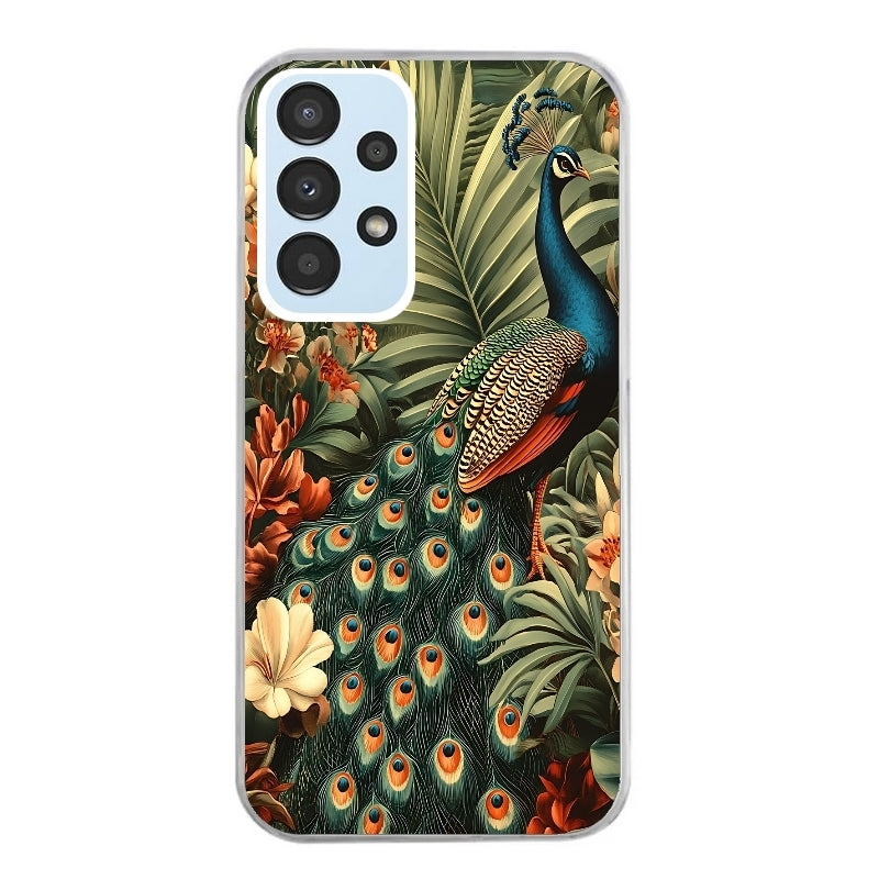Coque taperso pour Galaxy A13 4G et 5G A23 A53 avec motif paon tropical protection antichoc personnalisée