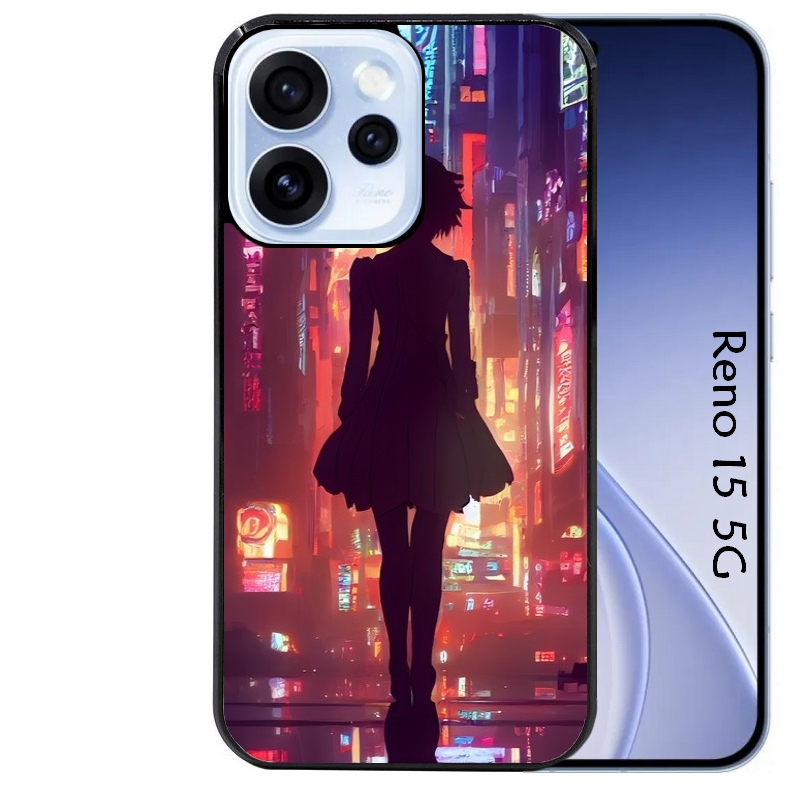 Coque noire taperso pour OPPO Reno 15 et F FS 5G avec motif new york anime protection antichoc personnalisée