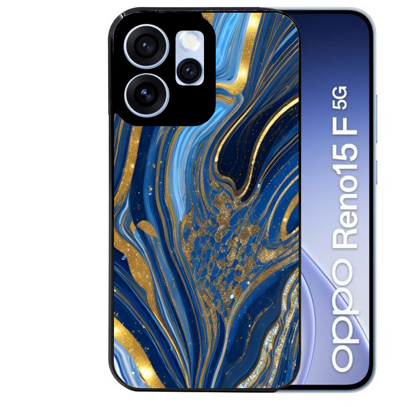 Coque noire taperso pour OPPO Reno 15 et F FS 5G avec motif marbre bleu agathe protection antichoc personnalisée