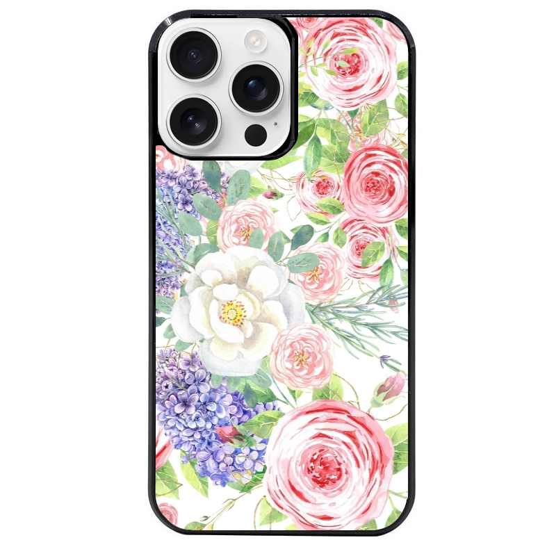 Coque noire taperso pour Iphone 16 16E PLUS MAX PRO avec motif fleur couleur pastel protection antichoc personnalisée