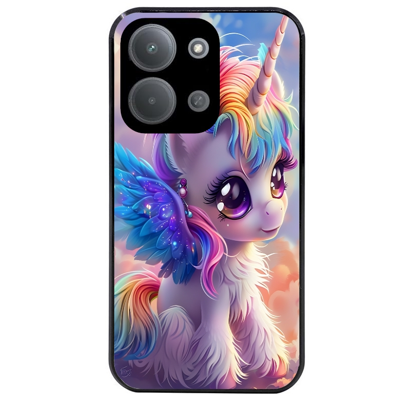 Coque noire taperso pour Redmi 15C 4G et 5G avec motif licorne style anime protection antichoc personnalisée