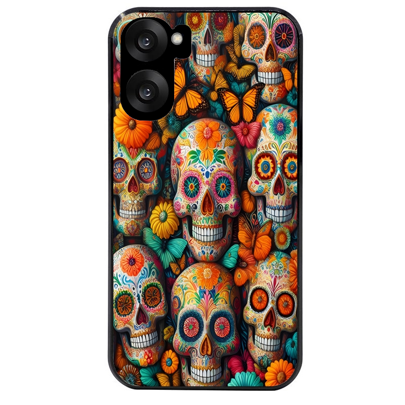 Coque noire taperso pour OnePlus Nord CE5 avec motif mort mexicaine papillon protection antichoc personnalisée