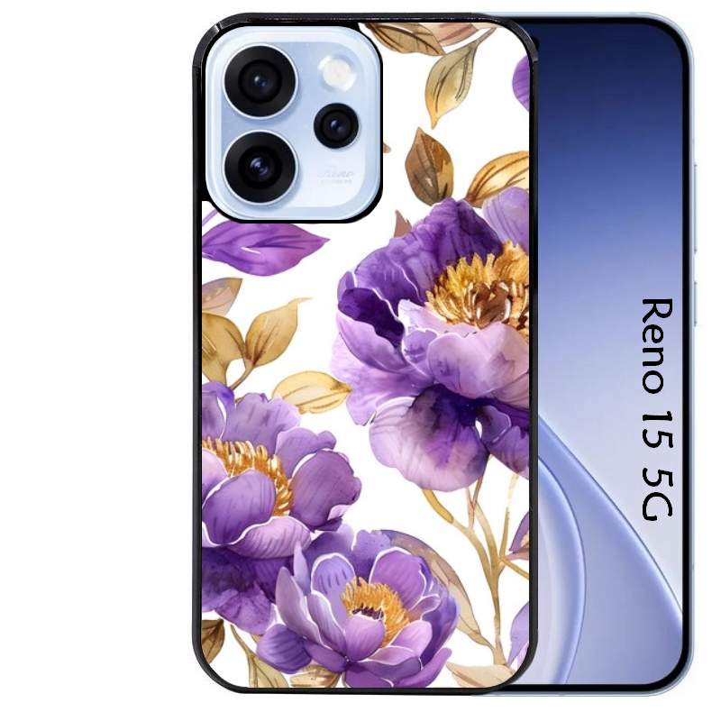 Coque noire taperso pour OPPO Reno 15 et F FS 5G avec motif fleur pivoine protection antichoc personnalisée
