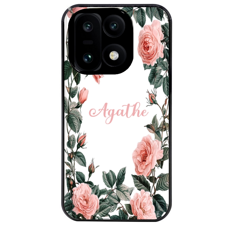 Coque noire taperso pour OnePlus 15 avec motif cadre fleur pastel personnalisee protection antichoc personnalisée