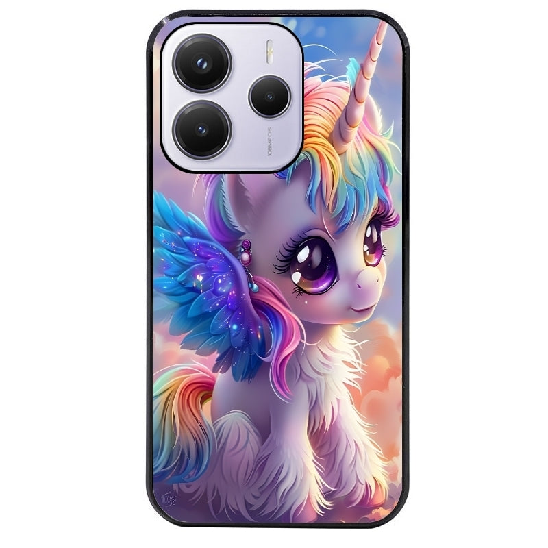 Coque noire taperso pour Redmi Note 14 et PRO PLUS 4G 5G avec motif licorne style anime protection antichoc personnalisée