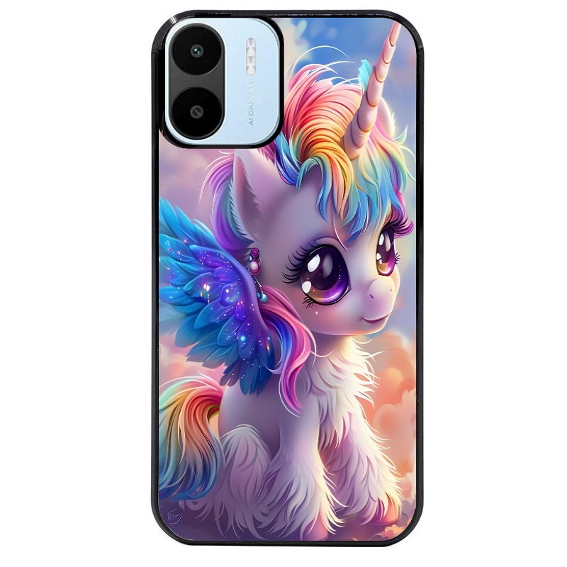 Coque noire taperso pour Redmi A1 et A2 avec motif licorne style anime protection antichoc personnalisée