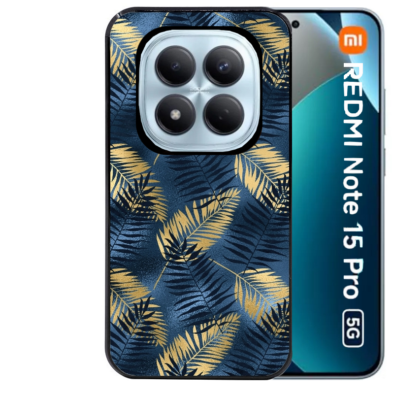 Coque noire taperso pour Redmi Note 15 et PRO PLUS 4G 5G avec motif palmier bleu protection antichoc personnalisée