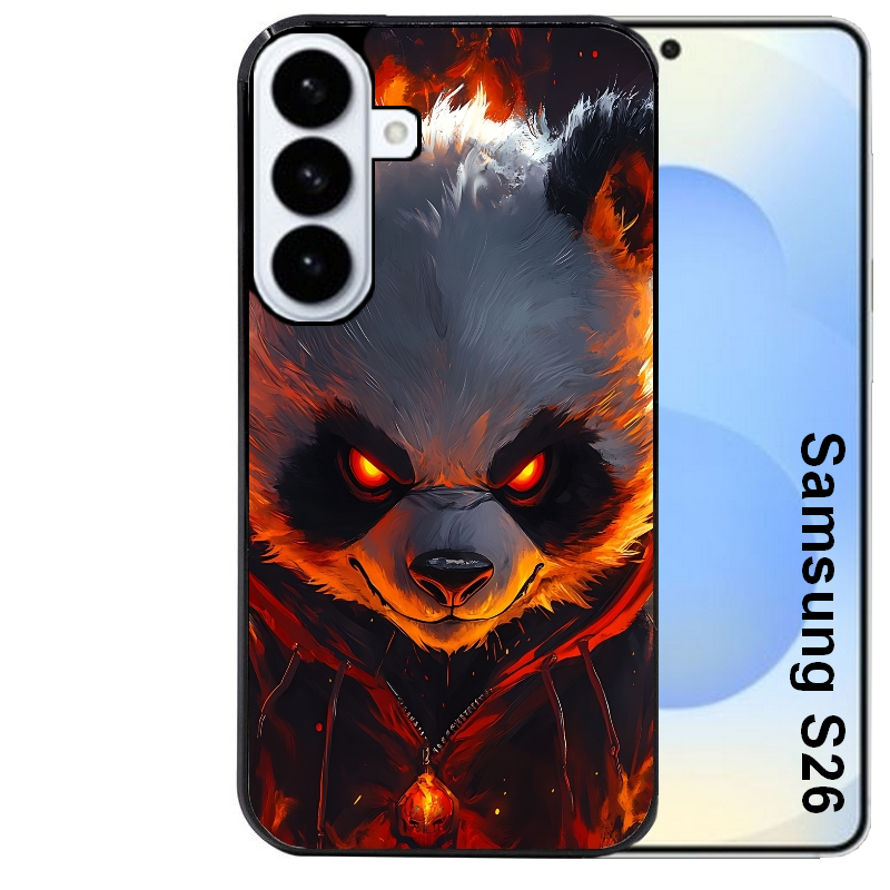 Coque noire taperso pour galaxy S26 et PLUS ULTRA FE avec motif panda very angry protection antichoc personnalisée