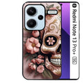 Coque noire taperso pour Redmi Note 13 PRO PLUS 5G avec motif tete de mort calavera rose protection antichoc personnalisée