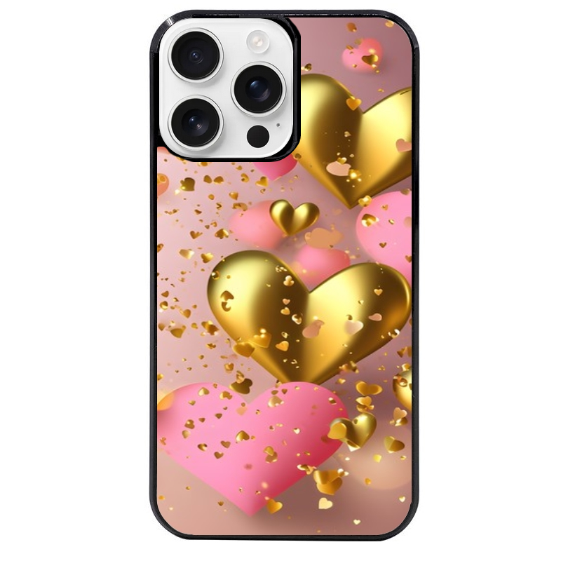 Coque noire taperso pour Iphone 16 16E PLUS MAX PRO avec motif coeur rose protection antichoc personnalisée