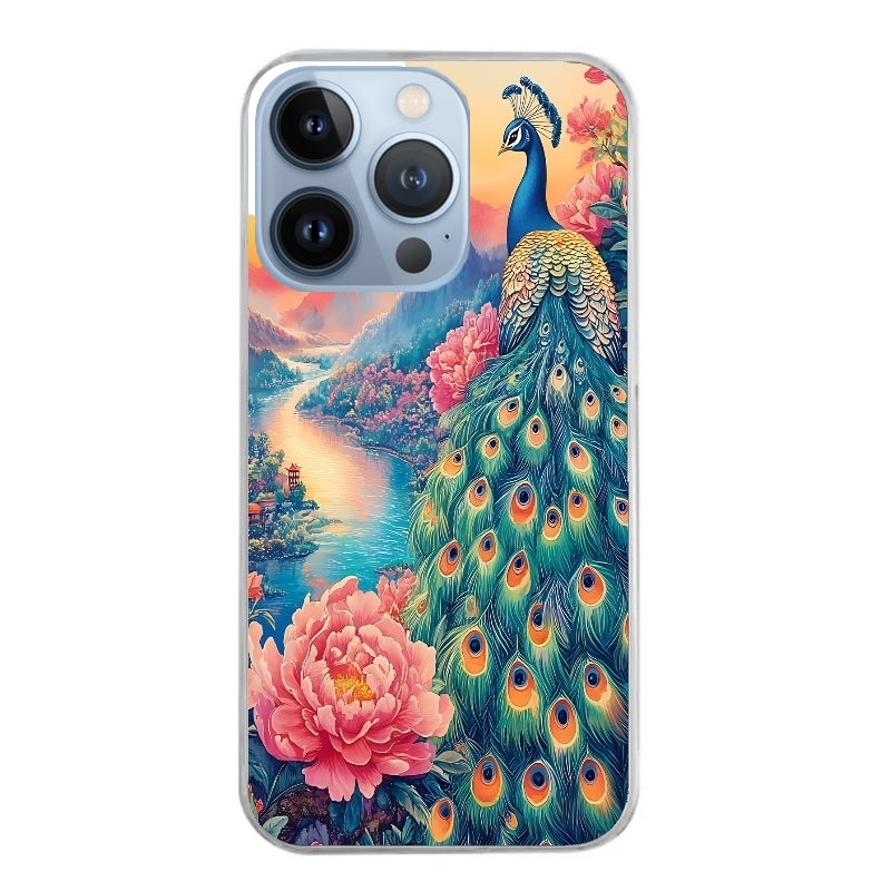Coque taperso pour Iphone 14 et PRO PLUS PRO MAX avec motif paon japan protection antichoc personnalisée
