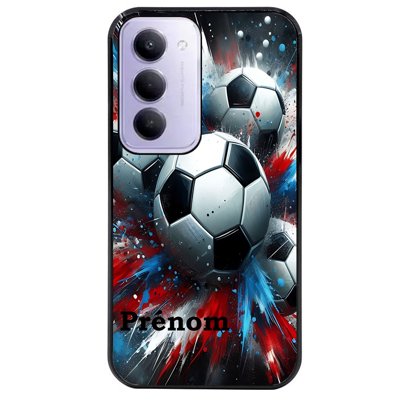 Coque noire taperso pour Redmi 15 4G et 5G avec motif foot tricolore personnalisee protection antichoc personnalisée