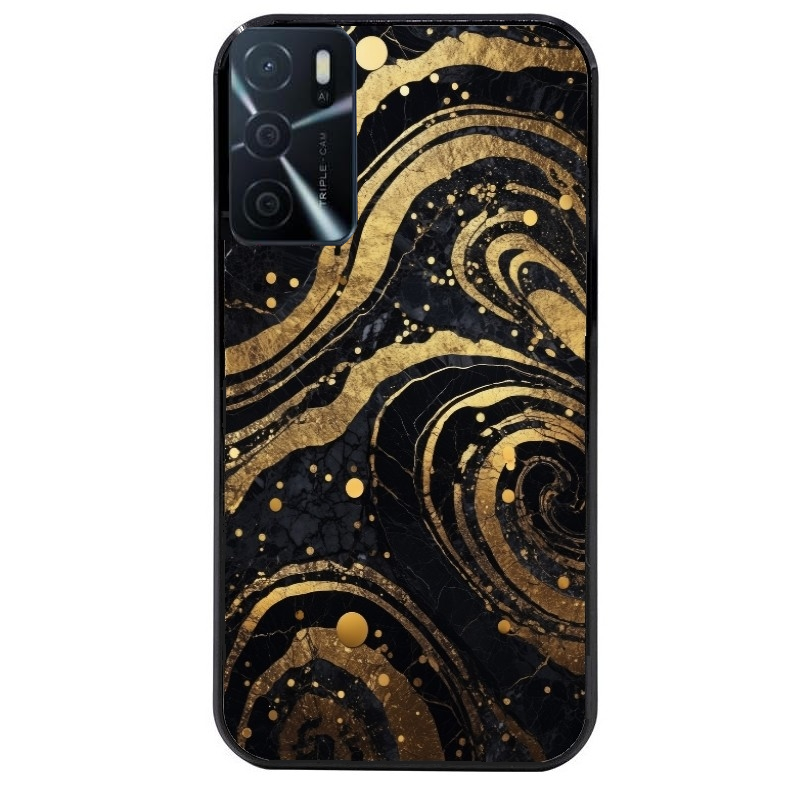 Coque noire taperso pour OPPO A16 et A16S avec motif marbre noir protection antichoc personnalisée