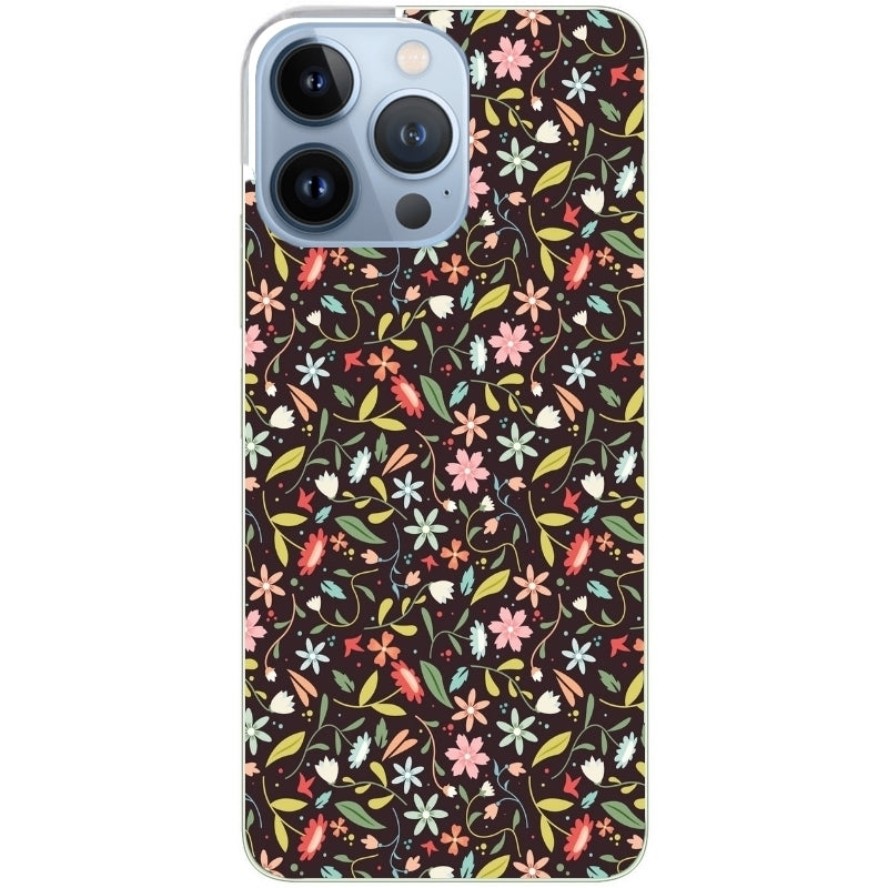 Coque taperso pour Iphone 14 et PRO PLUS PRO MAX avec motif petites feurs multicolores protection antichoc personnalisée