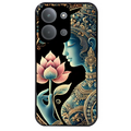 Coque noire taperso pour POCO C85 avec motif bouddha et lotus protection antichoc personnalisée
