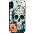 Coque noire taperso pour Redmi A1 et A2 avec motif mort mexicaine turquoise protection antichoc personnalisée