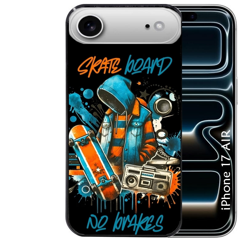 Coque noire taperso pour Iphone 17 17E AIR MAX PRO avec motif skate board protection antichoc personnalisée