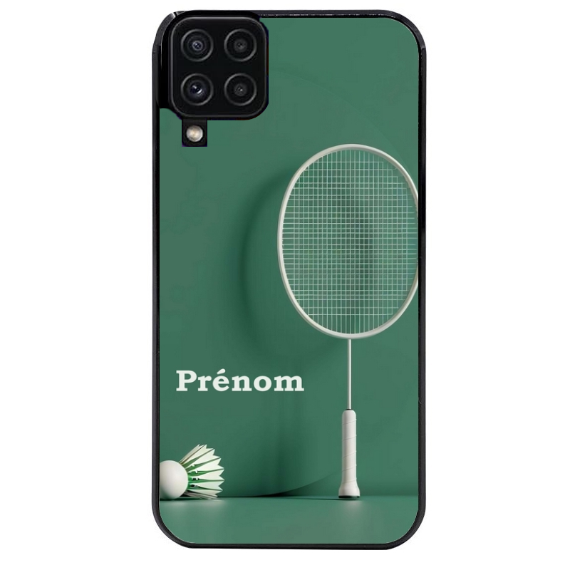 Coque noire taperso pour galaxy A22 A32 A52 A52S 4G 5G  avec motif badminton sport personnalise protection antichoc personnalisée