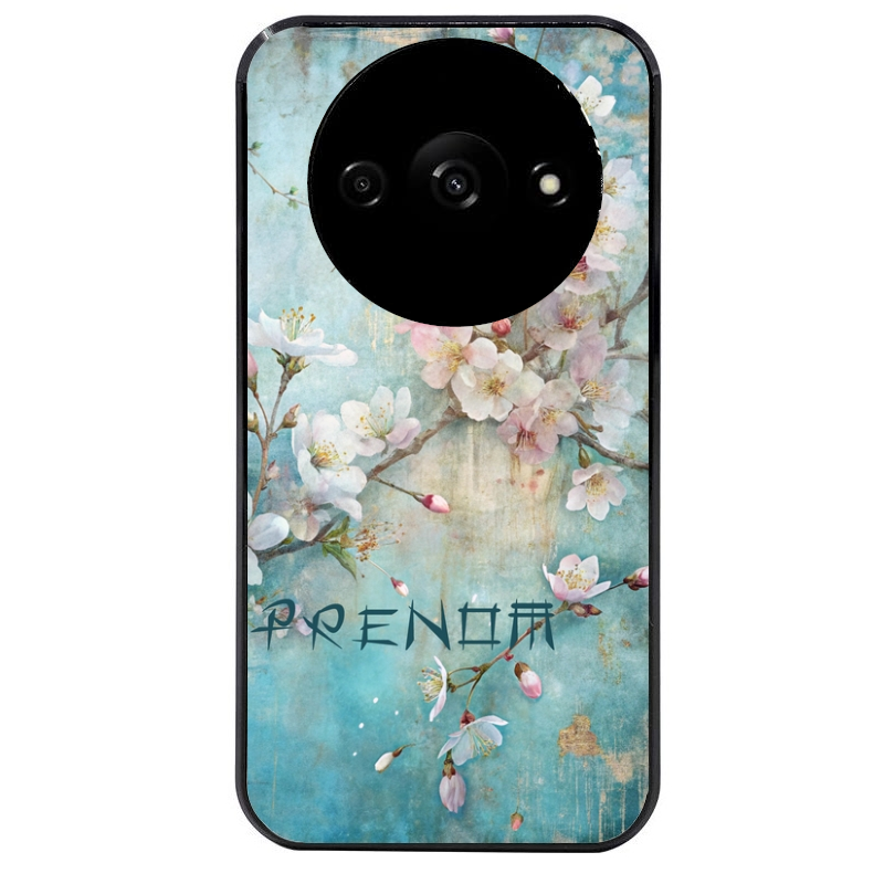 Coque noire taperso pour Redmi A3 avec motif fleur sakura personnalisee protection antichoc personnalisée