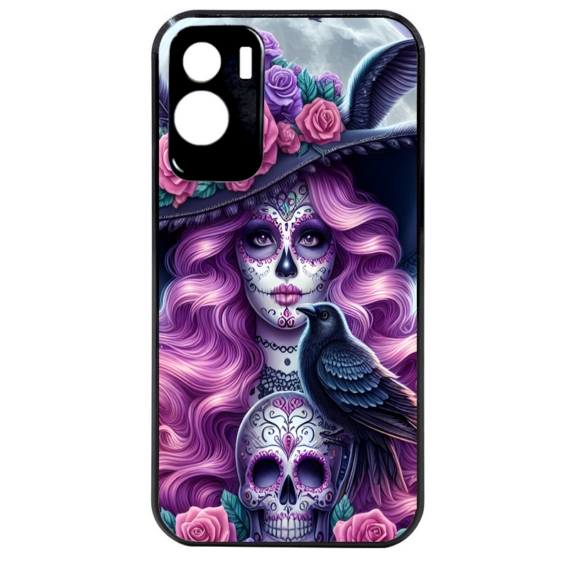 Coque noire taperso pour Honor 70 LITE 90 et LITE avec motif tete de mort calavera et corbeau protection antichoc personnalisée