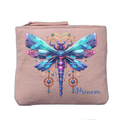 Porte monnaie personnalisé motif papillon talisman rose clair en feutrine en feutrine