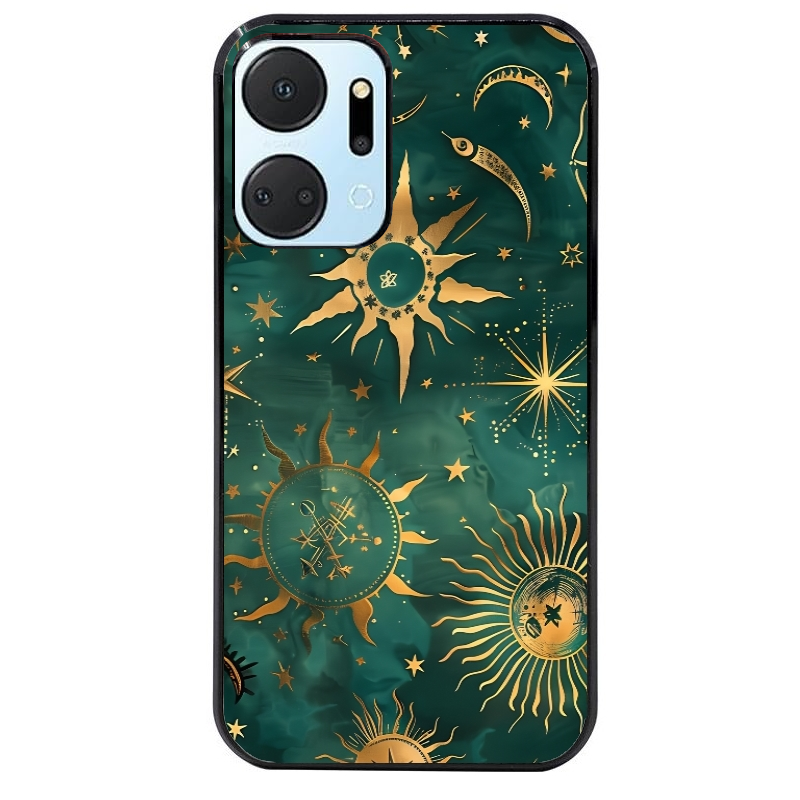 Coque noire taperso pour Honor X7A avec motif lune et astro protection antichoc personnalisée