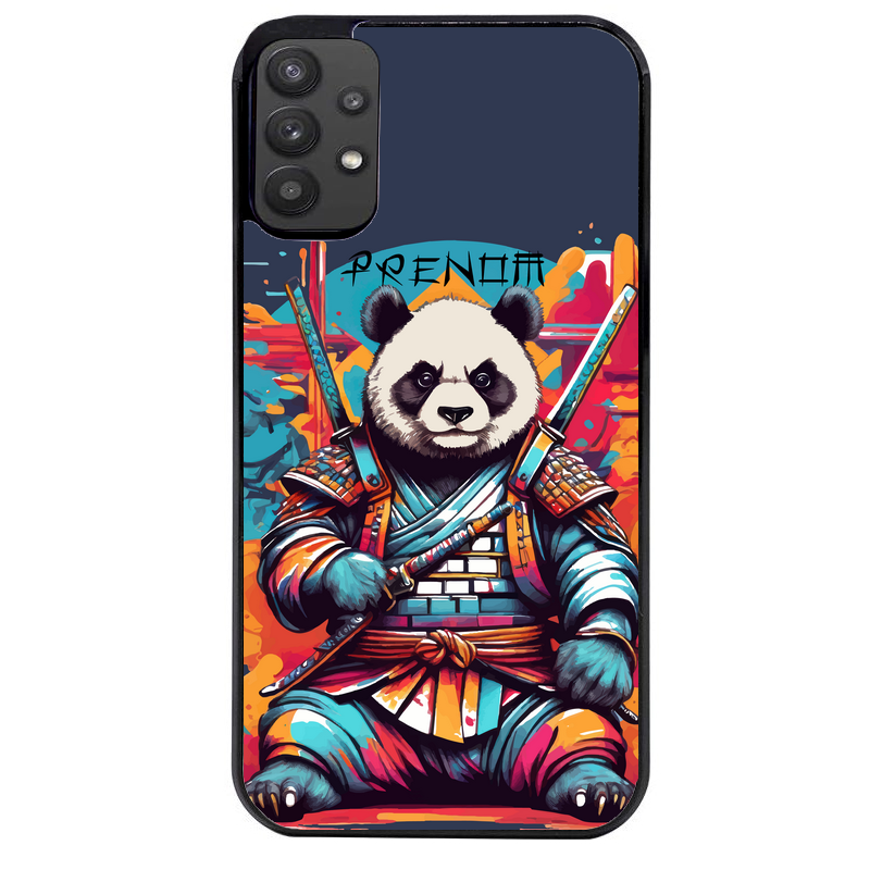 Coque noire taperso pour galaxy A22 A32 A52 A52S 4G 5G  avec motif panda katana personnalisee protection antichoc personnalisée