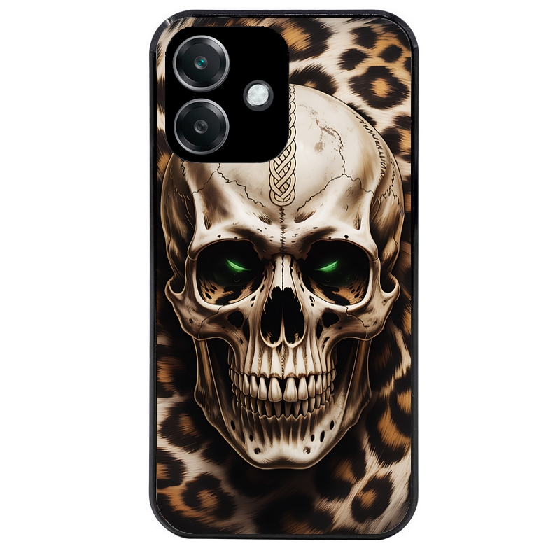 Coque noire taperso pour OPPO A40 avec motif tete de mort leopard protection antichoc personnalisée